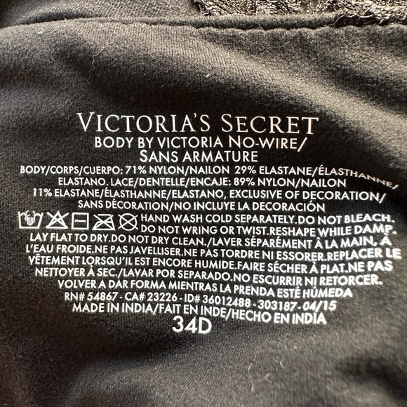 Victoria's Secret Body by Victoria No Wire Plunge Bra Black Size 34D - Picture 7 of 7